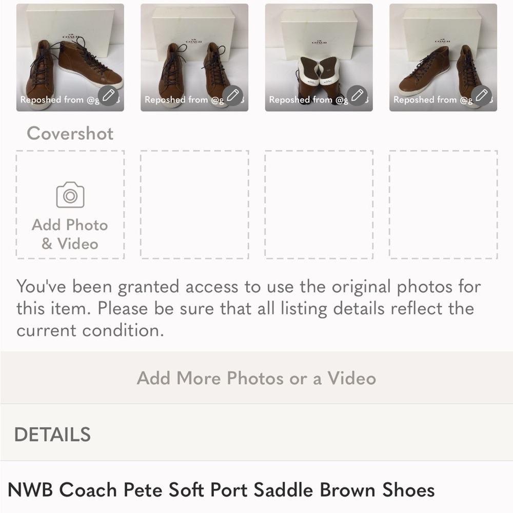 Hold for Reposh:  COACH Pete Soft Port Shoes for Gentlemen “Reposh” - Picture 8 of 8